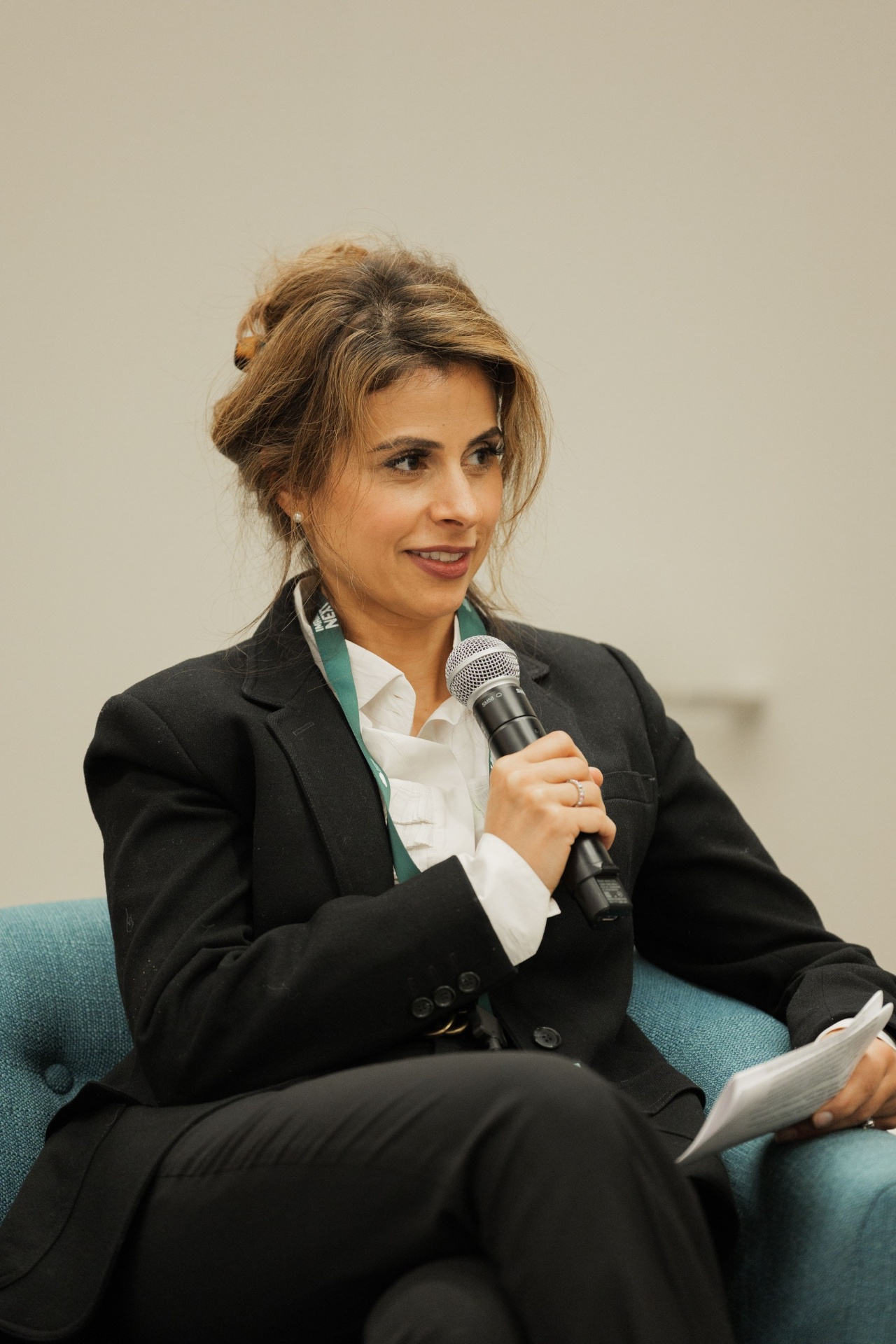 Portrait of Mariam Amin JantzSell, Founder of Start It Law, moderating the Capital Day investor panel