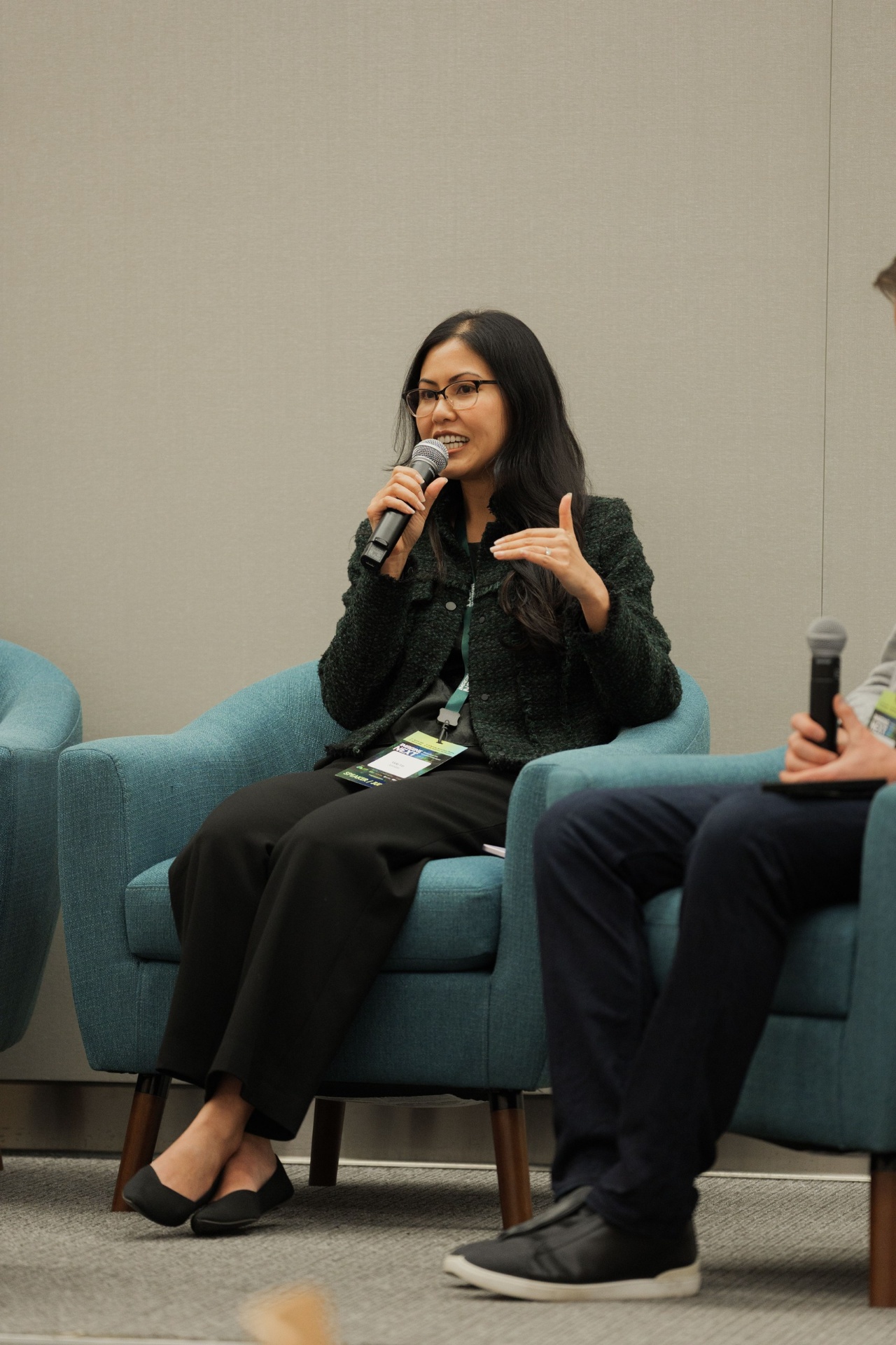Vicky Lay, Partner & Head of Impact Investments at Artesian, smiling while speaking on the Capital Day VC panel