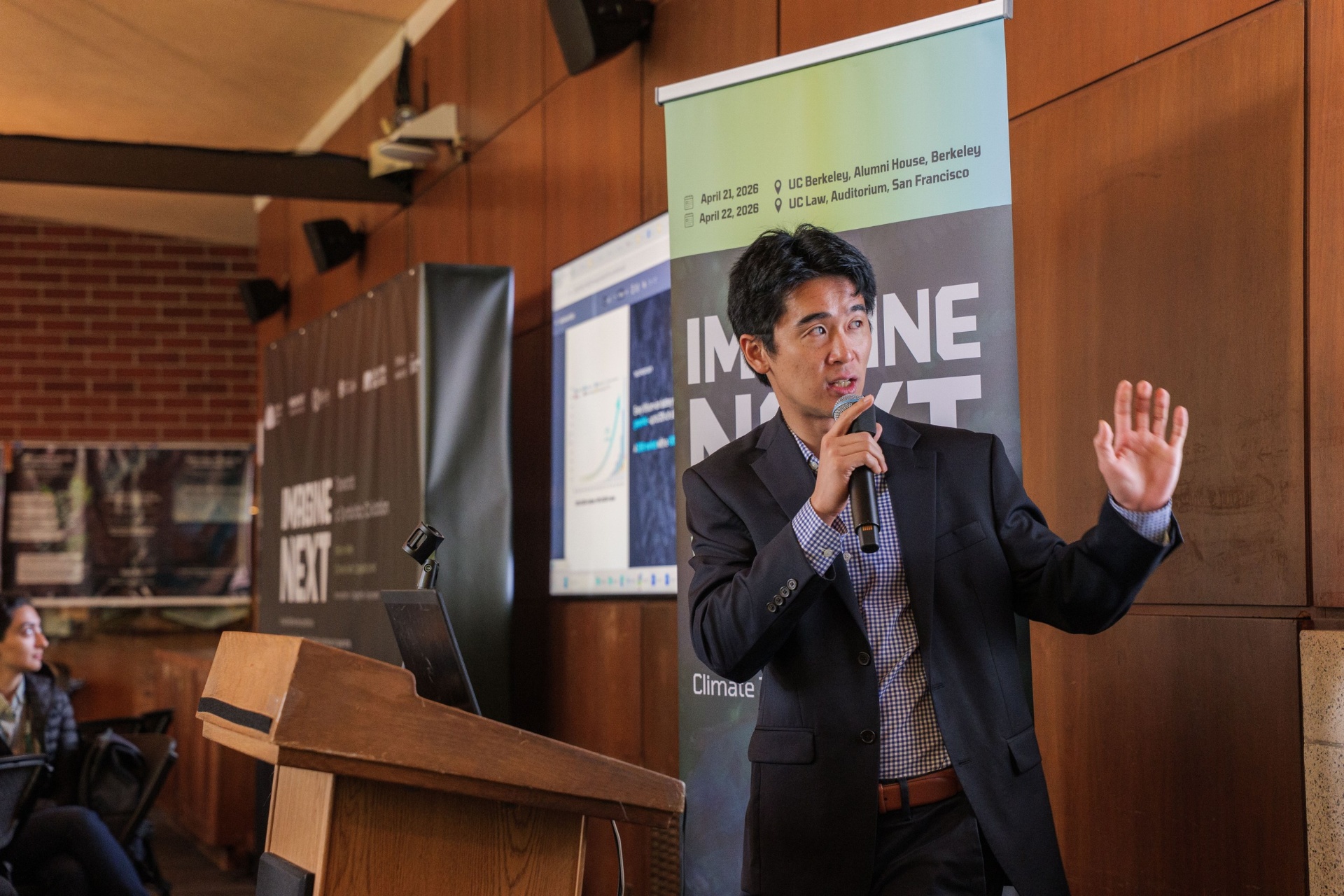 Presenter gesturing during a pitch